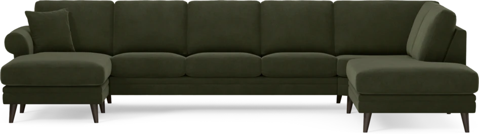 Eden - 3-sits soffa med schäslong vänster och divan höger - Grön