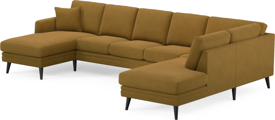 Eden - 3-sits soffa med schäslong vänster och divan höger - Gul