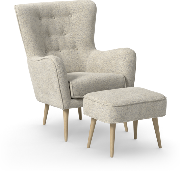 Cordelia - Fåtölj med fotpall - Beige