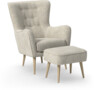 Cordelia - Fåtölj med fotpall - Beige