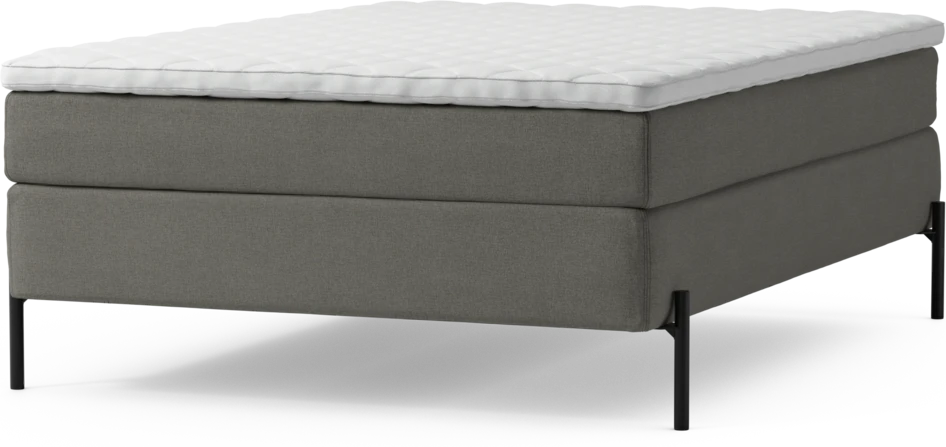 Delux Sense - Kontinentalsäng, enkelsäng 140 cm med bäddmadrass och sängben - Grå