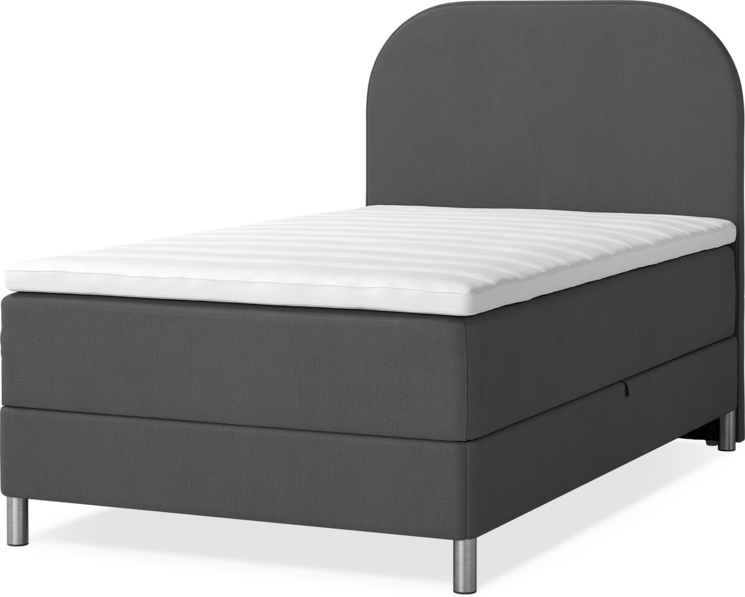 Roma Family - Förvaringssäng, enkelsäng med bäddmadrass och slät sänggavel - Grå