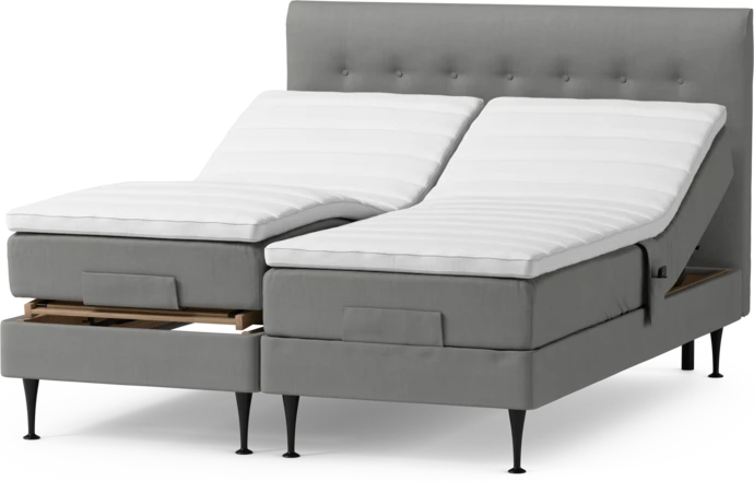 Roma Family, Ställbar säng, dubbelsäng med bäddmadrass och sänggavel låg pikerad, B 160-180