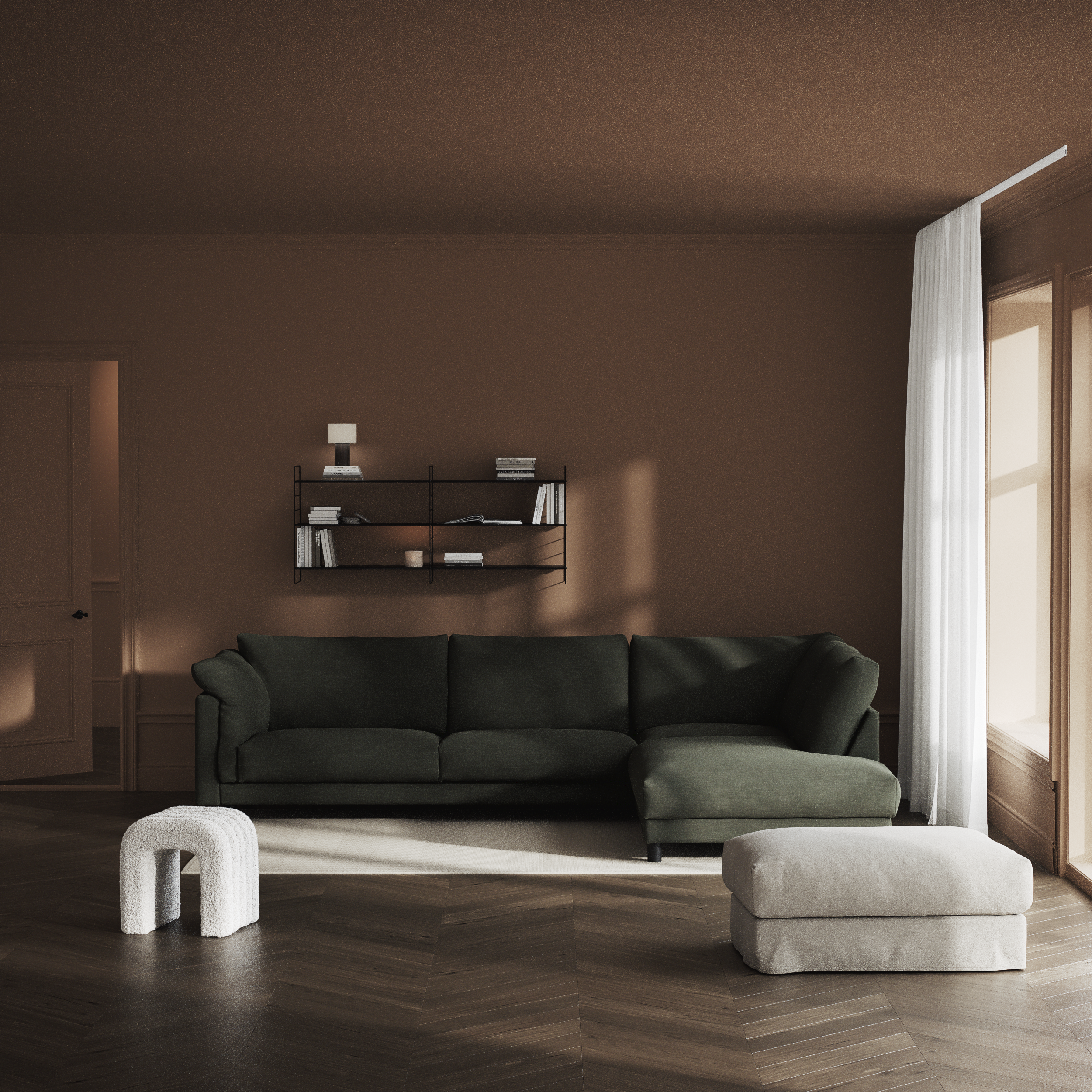 Cherrie - 3-sits soffa med divan höger, fast klädsel - inspiration