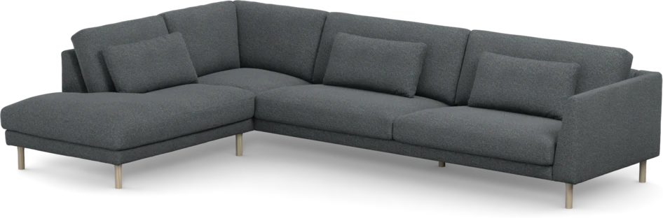 Willow - 4-sits soffa med divan vänster, fast klädsel - Blå