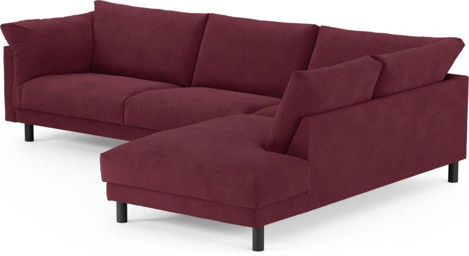 Cherrie - 3-sits soffa med divan höger, fast klädsel - Röd