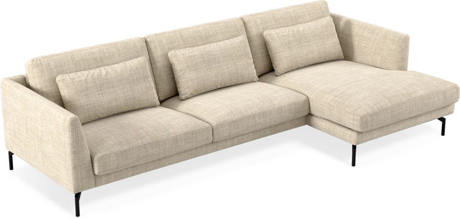 Willow - 3-sits soffa med schäslong höger, fast klädsel - Beige