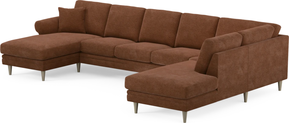 Eden - 3-sits soffa med schäslong vänster och divan höger - Orange