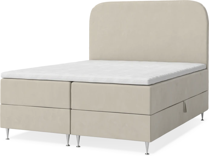 New York, Förvaringssäng, dubbelsäng med bäddmadrass, sängben och sänggavel slät