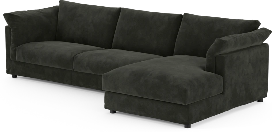 Cherrie - 3-sits soffa med schäslong höger, med kappa - Svart