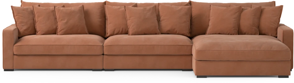 Rossi - 4-sits soffa med schäslong XL höger - Orange