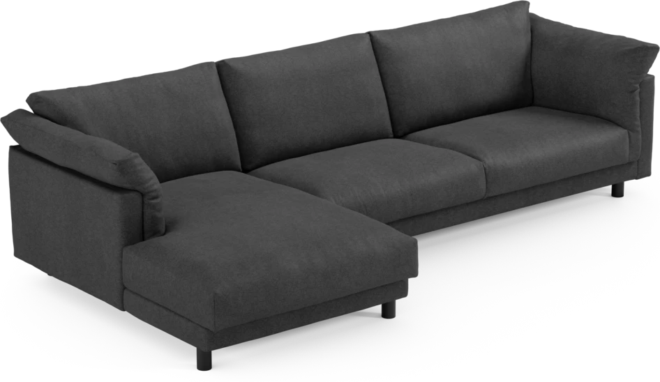 Cherrie - 3-sits soffa med schäslong vänster, fast klädsel - Svart