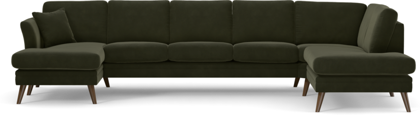 Eden - 3-sits soffa med schäslong vänster och divan höger - Grön