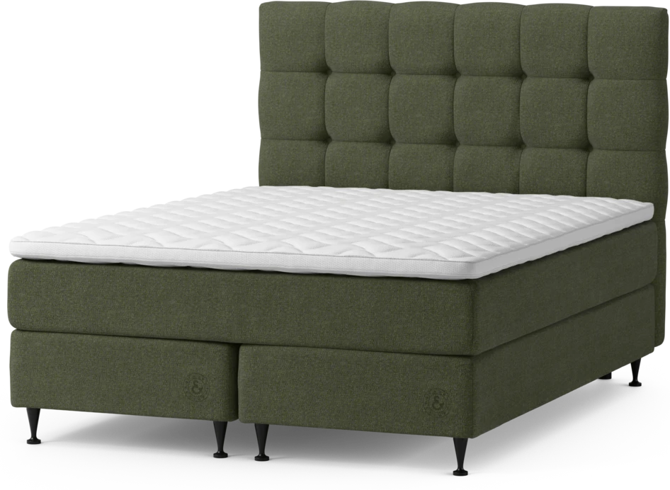 Särö Exclusive - Kontinentalsäng, dubbelsäng med bäddmadrass, sängben och Ruta sänggavel