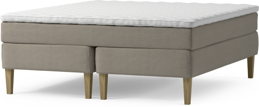 Delux Sense - Kontinentalsäng, dubbelsäng med bäddmadrass och sängben - Beige