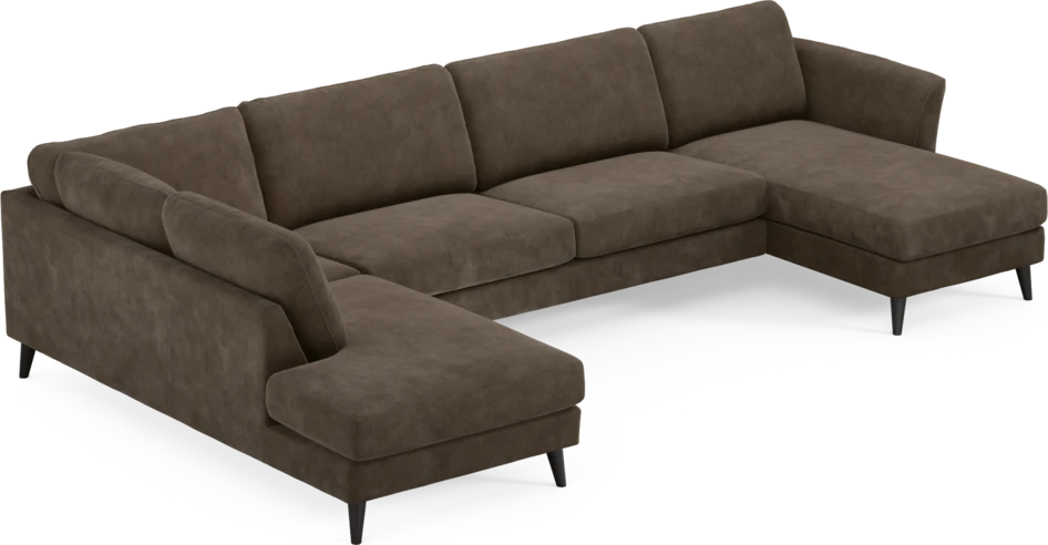 Bridge - 3-sits soffa med divan vänster och schäslong höger - Brun