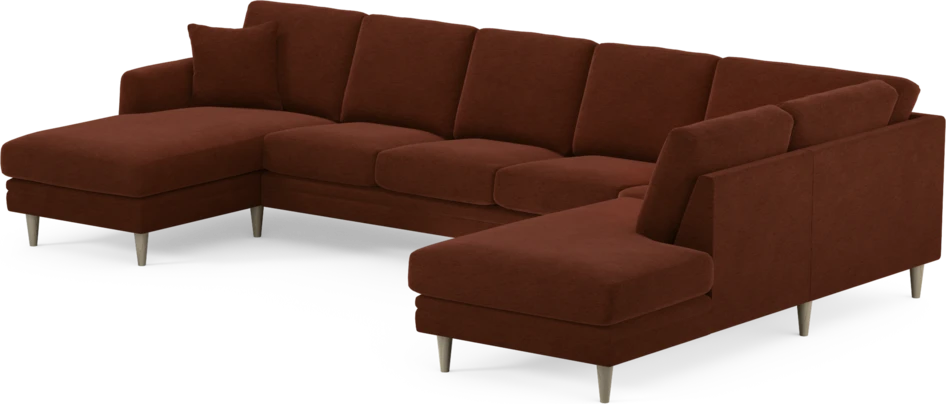 Eden - 3-sits soffa med schäslong vänster och divan höger - Orange