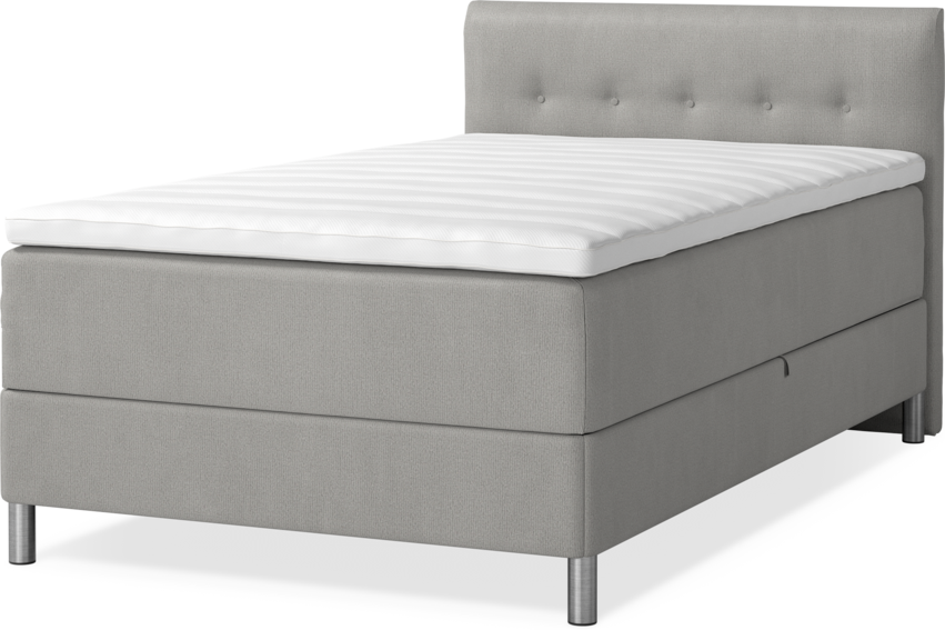 Roma Family - Förvaringssäng, enkelsäng med bäddmadrass och låg sänggavel - Grå