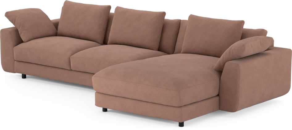 Amie - 3-sits med schäslong höger - Rosa