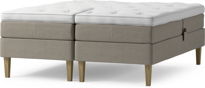 Delux Sense - Ställbar säng, dubbelsäng med bäddmadrass - Beige