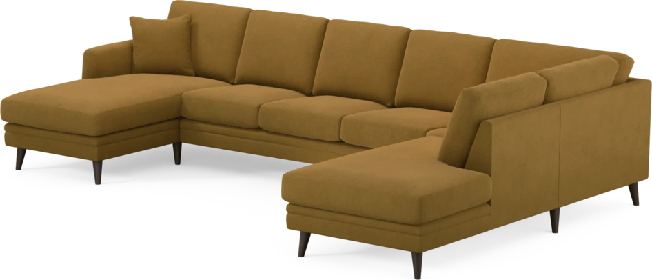 Eden - 3-sits soffa med schäslong vänster och divan höger - Gul
