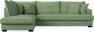 Mila - 3-sits soffa med divan vänster, hel dyna - Grön