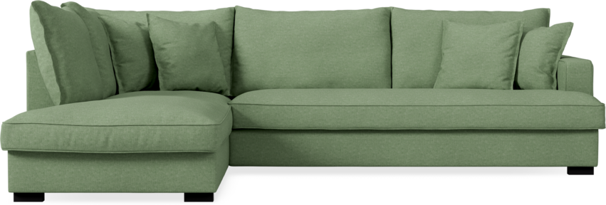 Mila - 3-sits soffa med divan vänster, hel dyna - Grön