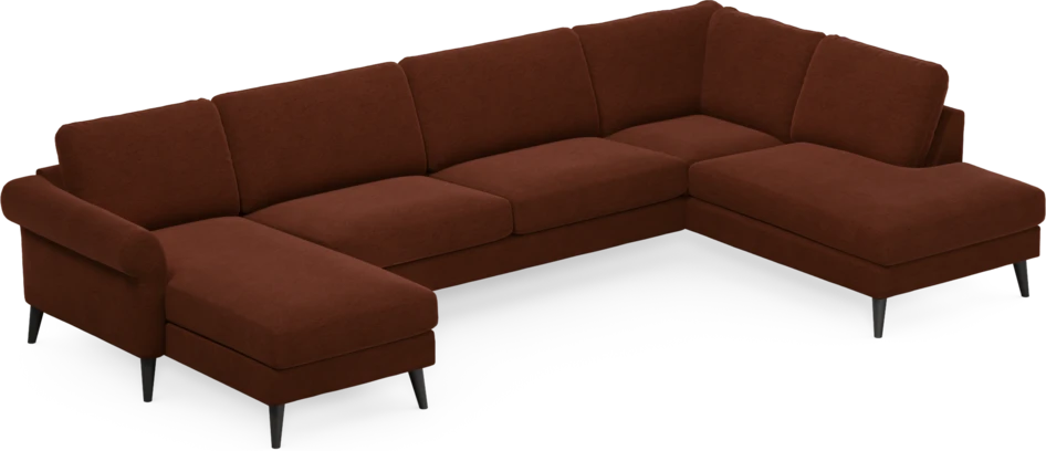 Bridge - 3-sits soffa med schäslong vänster och divan höger - Orange