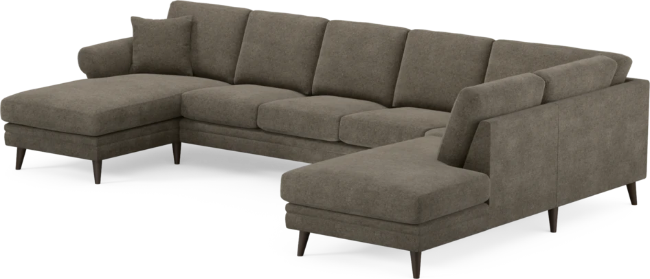 Eden - 3-sits soffa med schäslong vänster och divan höger - Brun