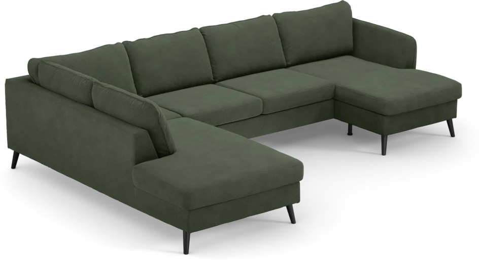County - 3-sits soffa med divan vänster och schäslong höger - Grön