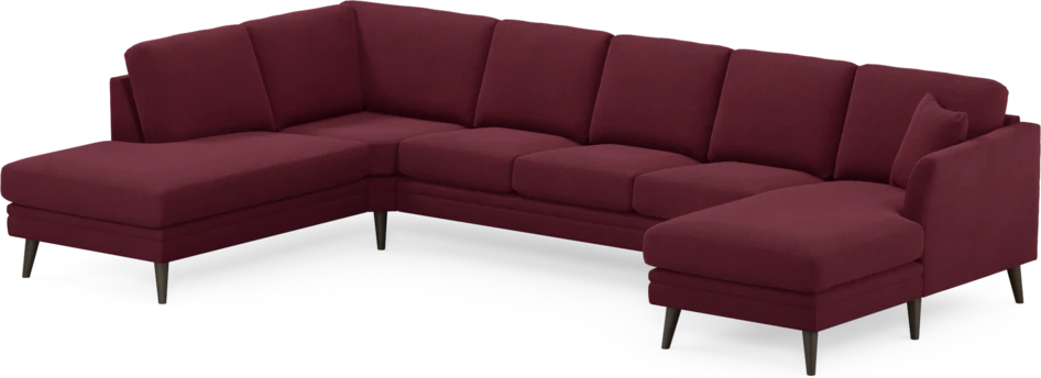 Eden - 3-sits soffa med divan vänster och schäslong höger - Röd