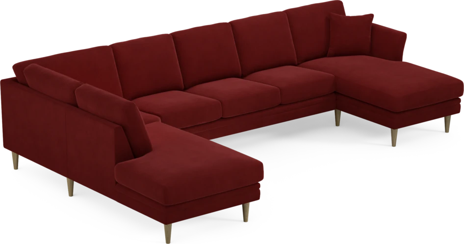 Eden - 3-sits soffa med divan vänster och schäslong höger - Röd