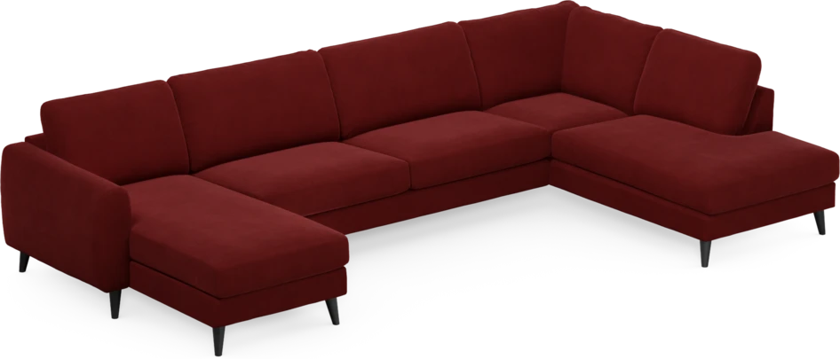 Bridge - 3-sits soffa med schäslong vänster och divan höger - Röd