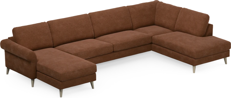 Bridge - 3-sits soffa med schäslong vänster och divan höger - Orange