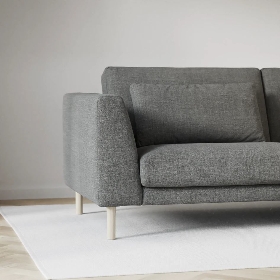 Willow - 3-sits soffa med divan höger, fast klädsel - Grå