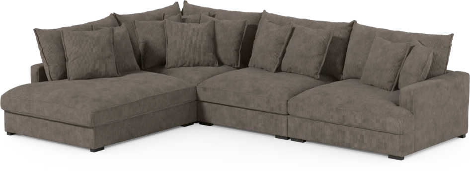 Rossi - 3-sits soffa med divan vänster - Brun