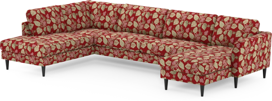 Bridge - 3-sits soffa med divan vänster och schäslong höger - Röd