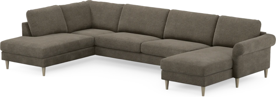Bridge - 3-sits soffa med divan vänster och schäslong höger - Brun