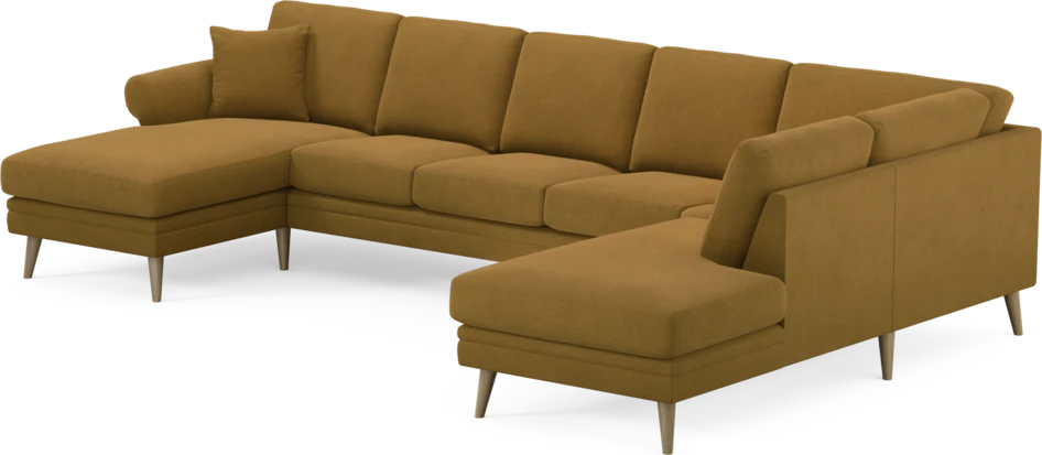 Eden - 3-sits soffa med schäslong vänster och divan höger - Gul