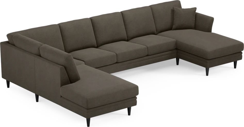 Eden - 3-sits soffa med divan vänster och schäslong höger - Brun