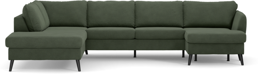 County - 3-sits soffa med divan vänster och schäslong höger - Grön