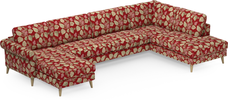 Bridge - 3-sits soffa med schäslong vänster och divan höger - Röd