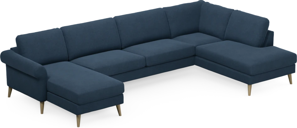 Bridge - 3-sits soffa med schäslong vänster och divan höger - Blå