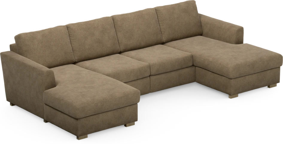 Friday - 2-sits soffa med två schäslonger - Brun