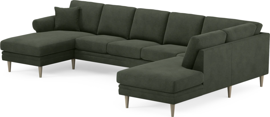 Eden - 3-sits soffa med schäslong vänster och divan höger - Grön