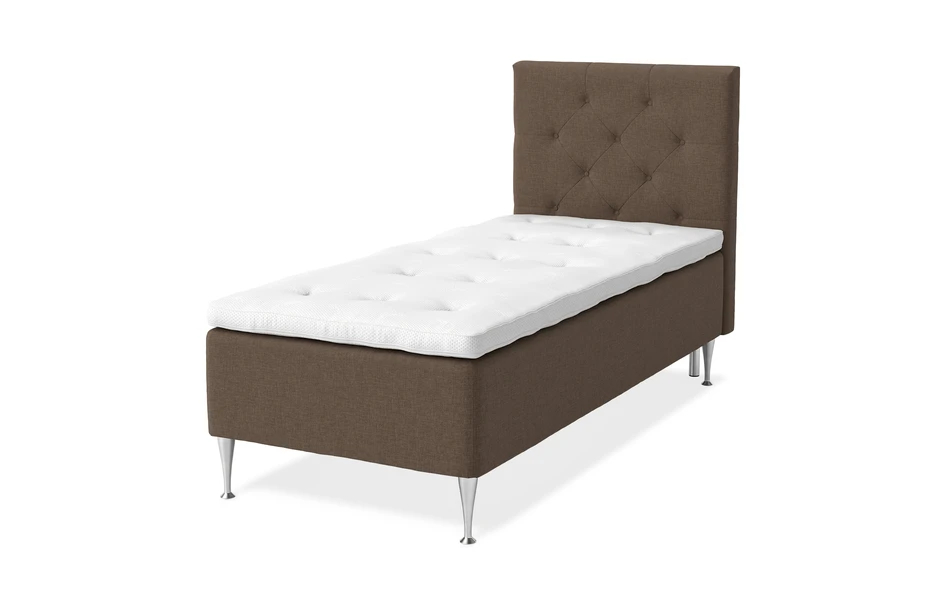 Dream Delux - Ramsäng, enkelsäng med bäddmadrass Sleep Delux vit - Brun