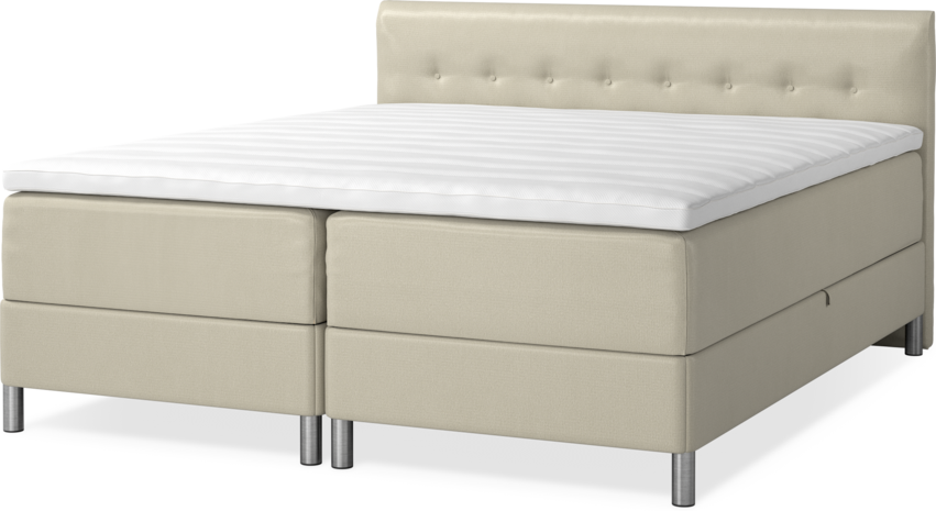 Roma Family - Förvaringssäng, dubbelsäng med bäddmadrass och låg sänggavel - Beige