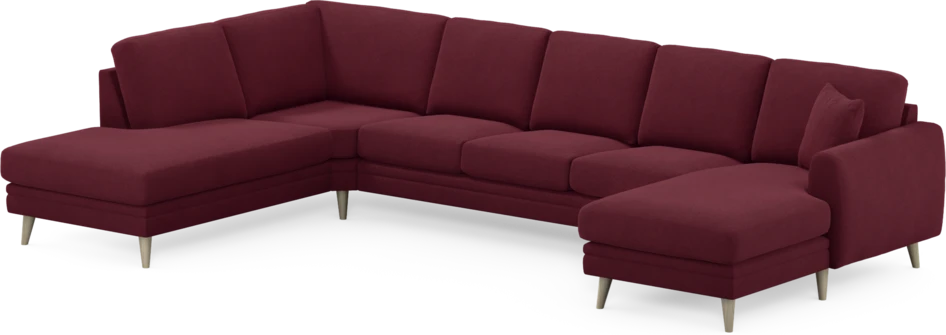 Eden - 3-sits soffa med divan vänster och schäslong höger - Röd