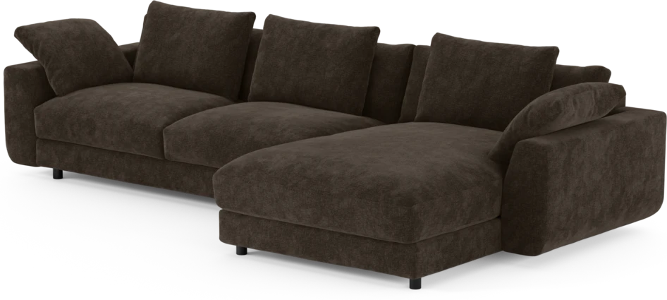 Amie - 3-sits med schäslong höger - Brun