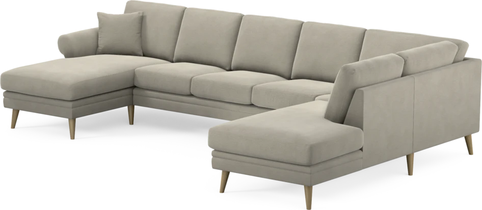 Eden - 3-sits soffa med schäslong vänster och divan höger - Brun